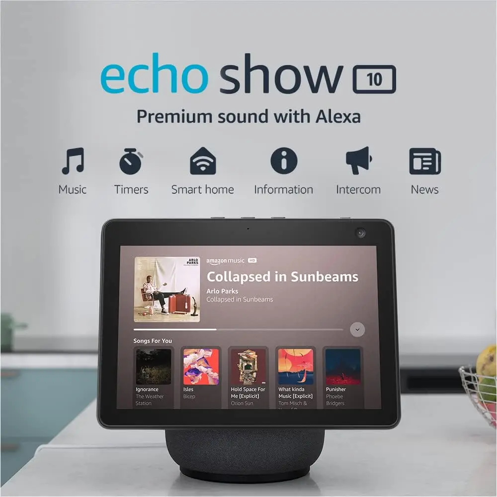 Amazon Echo Show 10 – Smart Display with Alexa and Rotating Screen for Hands-Free Convenience.