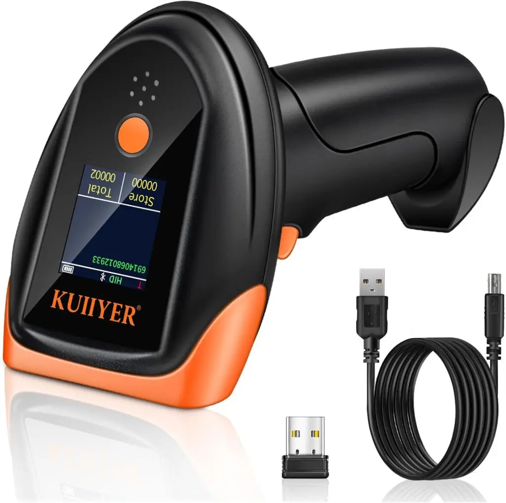 KUIIYER Bluetooth Barcode Scanner – Wireless 2D QR & 1D Barcode Scanner for Fast and Accurate Scanning.