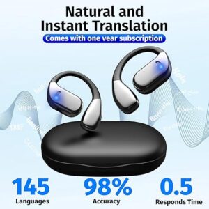 2025 AI Language Translator Earbuds Real Time – OWS 3-in-1 Translation Earbuds with 144 Languages & Long Battery Life (Black)