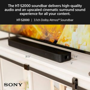Sony HT-S2000 Compact 3.1 Ch Dolby Atmos Sound Bar – Premium Surround Sound in a Sleek Design