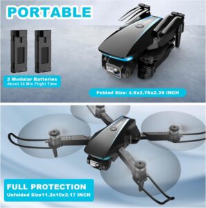 1080P Drone with Camera – Foldable HD Drone with 2 Batteries & Carrying Case