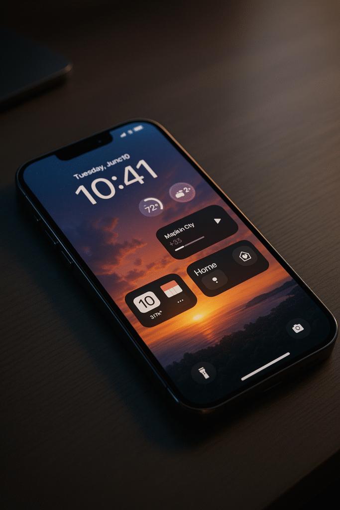 iOS 26 Beta Home Screen on iPhone with Dynamic Wallpaper