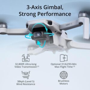 DJI Mini 4K Drone with 3-Axis Gimbal | 10km Video Transmission, 4K UHD, Wind Resistant, Beginner Friendly (2024)